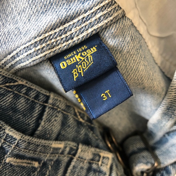 Vintage Oshkosh B'gosh vestbak overall pinafore dress 3T denim custom bleach dye - Picture 4 of 6